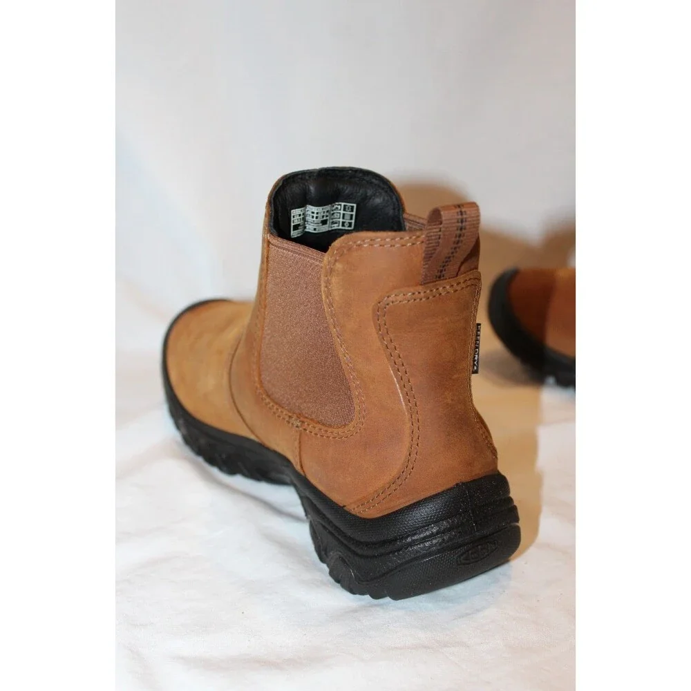 Keen Greta Chelsea II Waterproof Boots Size 7 Women's BISON BLACK Leather $175